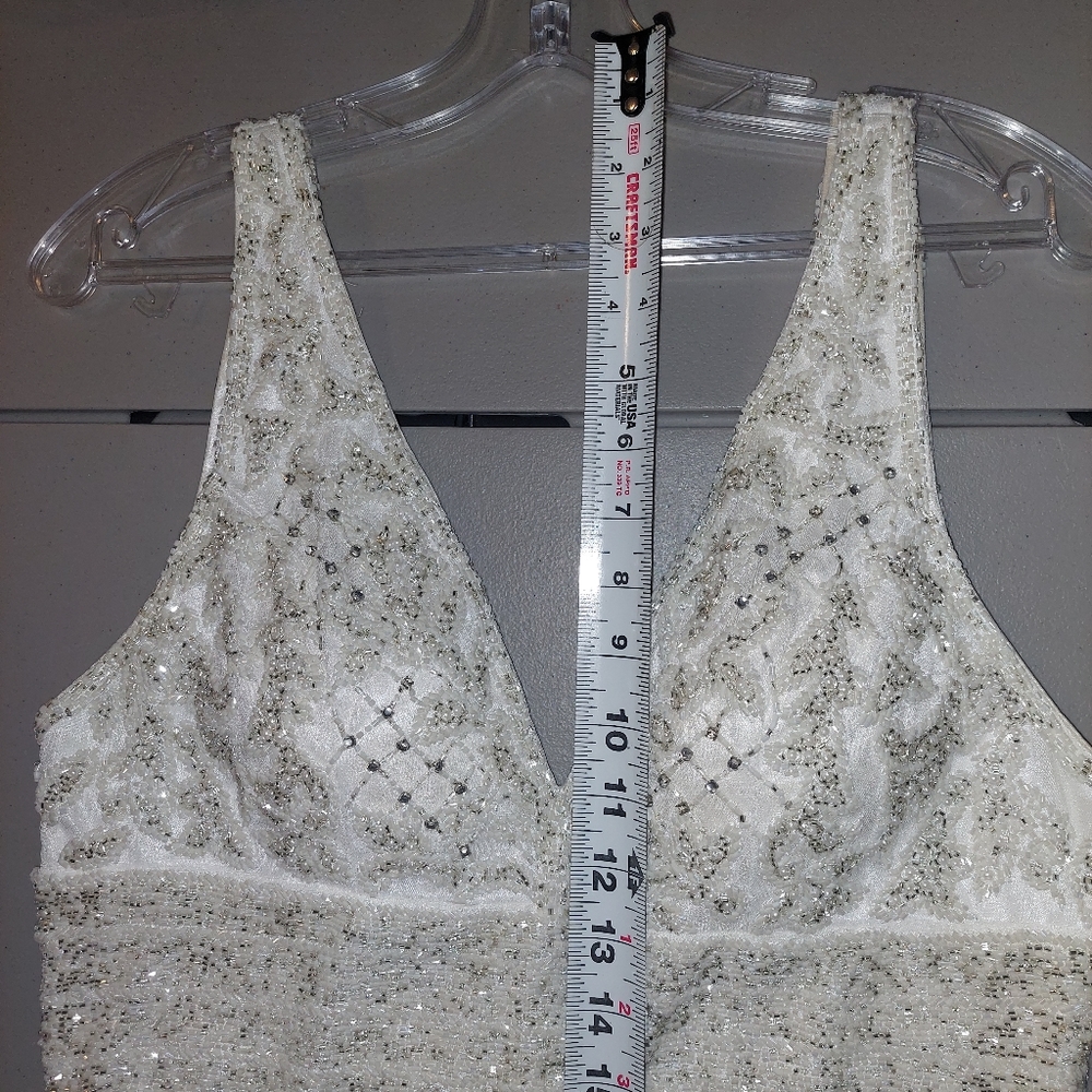 Beautiful Beaded White Couture Dress - Picture 9 of 16